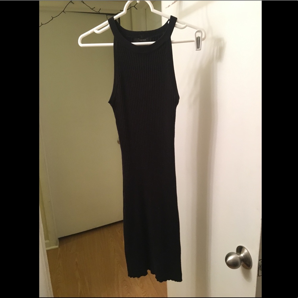 Forever 21 black ribbed tank midi dress